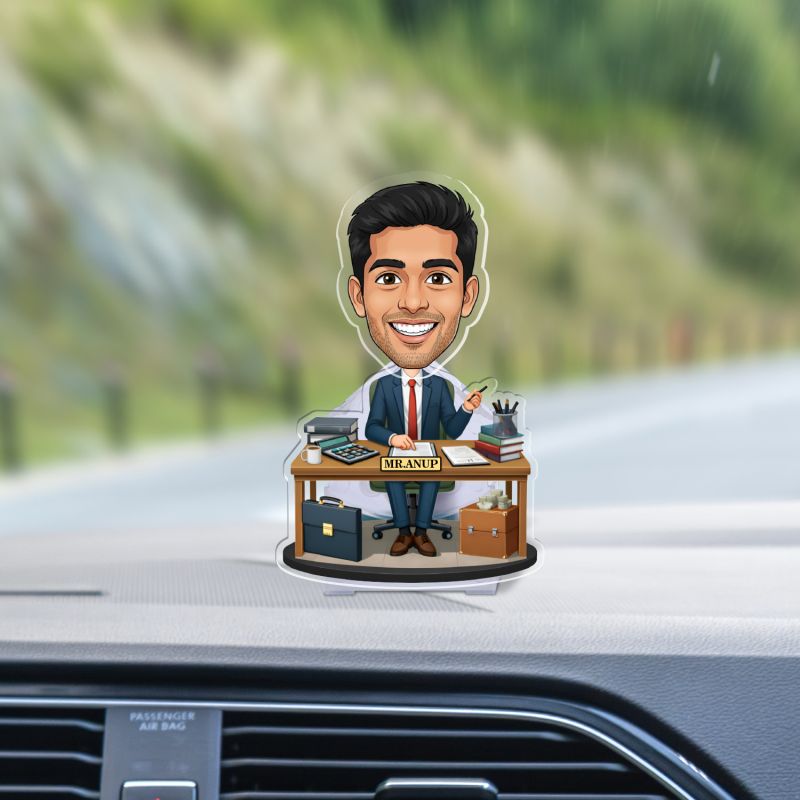 Personalized Chartered Accountant Bobblehead Caricature Gift for CA CA Gift for Students, Aspirants Thankyou Gift for Ca Battery Powered Moving Head for Home Decor & Office Desk